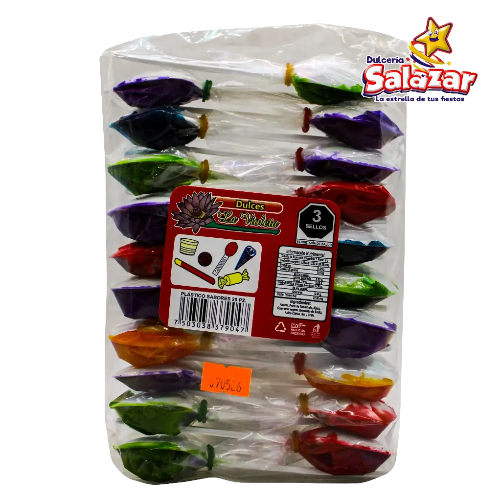 TAMARINDO VIOLETA CUCHARA PLAST. SABORES -B.20PZA- "C/28/20"