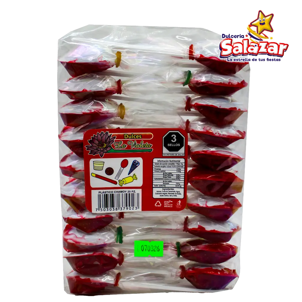 TAMARINDO VIOLETA CUCHARA PLASTICO CHAMOY -B.20PZA- "C/28/1"