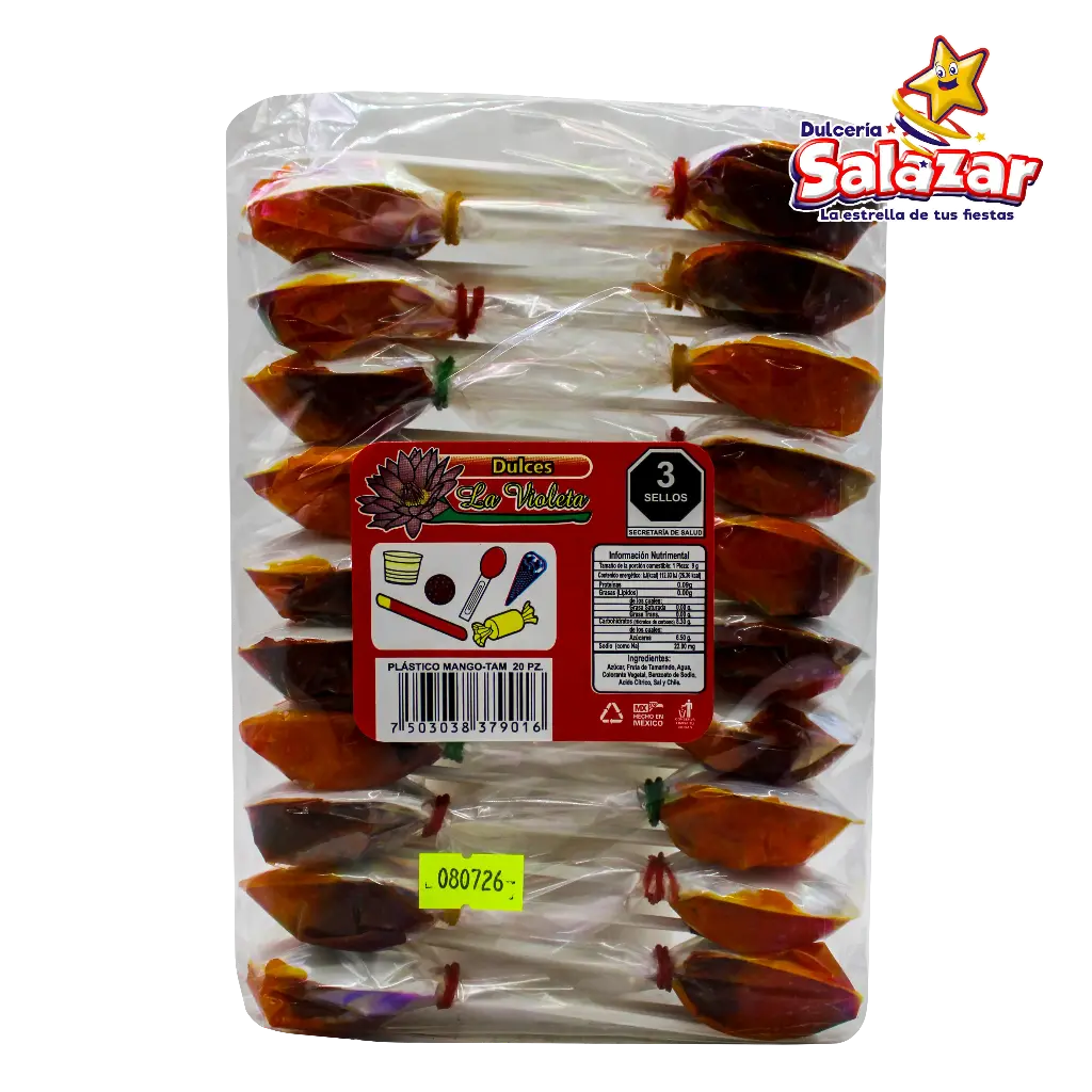 TAMARINDO VIOLETA CUCHARA PLASTICO MANGO -B.20PZA- "C/28/1"