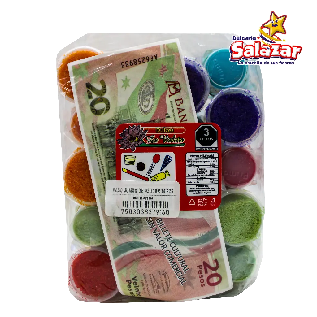 TAMARINDO VIOLETA VASO AZUCAR JUMBO -D.20PZA- "C/32/1"