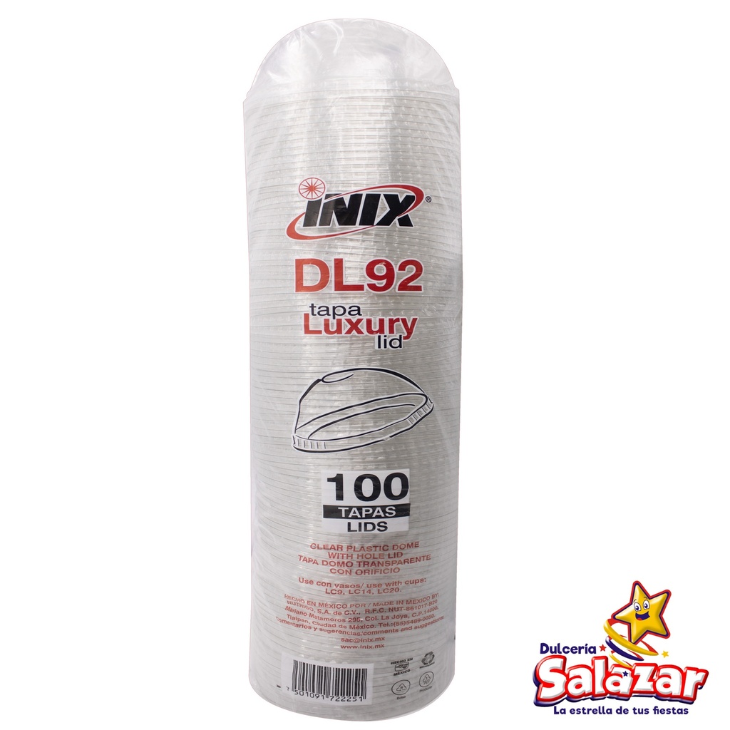 TAPA DL92 DOMO PERFORADA PLASTICO INIX -B.100PZA- "C/5/100"