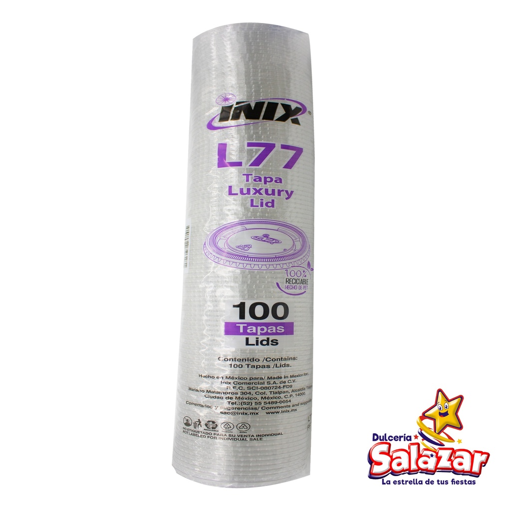 TAPA L77 P/VASO TIPO CRISTAL "C/10/100"