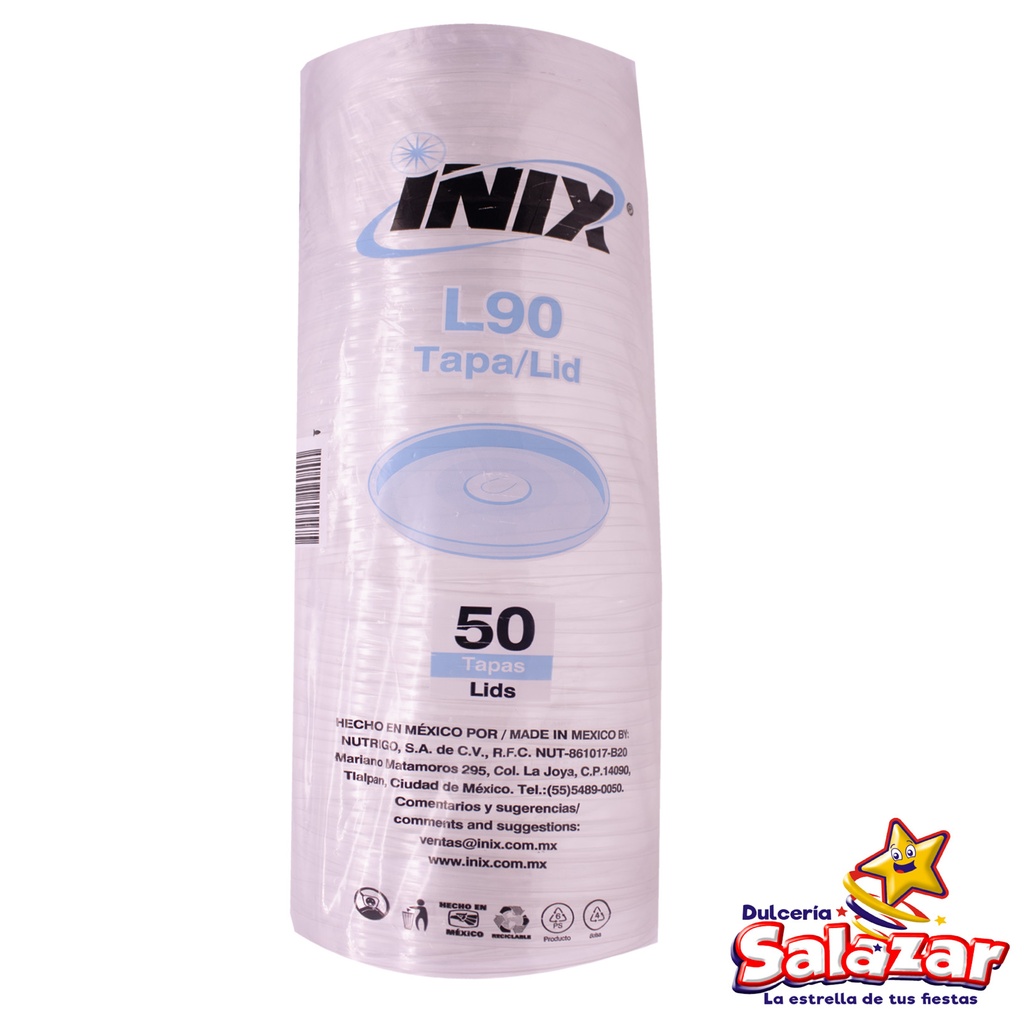 TAPA PLANA C/ PERFORACION PARA BOTE 16RPET INIX L90               -B.50PZA- "C/20/50"