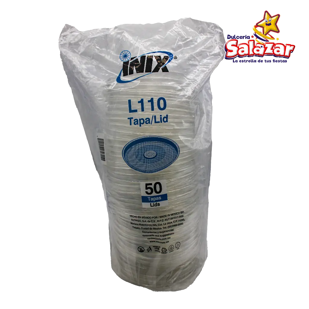TAPA PLASTICA L110 PLANA PERFORADA INIX -B.50PZA- "C/20/50"