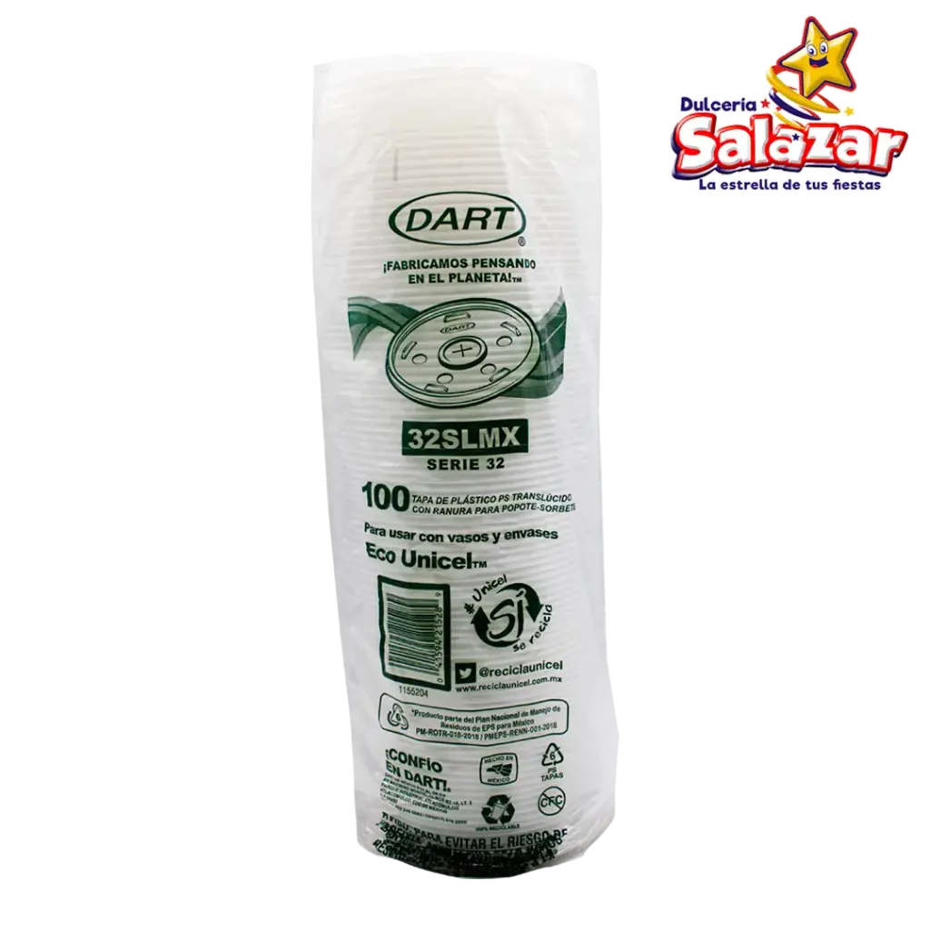 [DAR0006] TAPA PLASTICO DART 32 SL RMX P/VASO DE "C/10/100"
