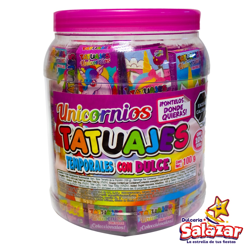 [MARA008] TATUAJE UNICORNIO CON DULCE MARANT -V.100G- "C/18/100"