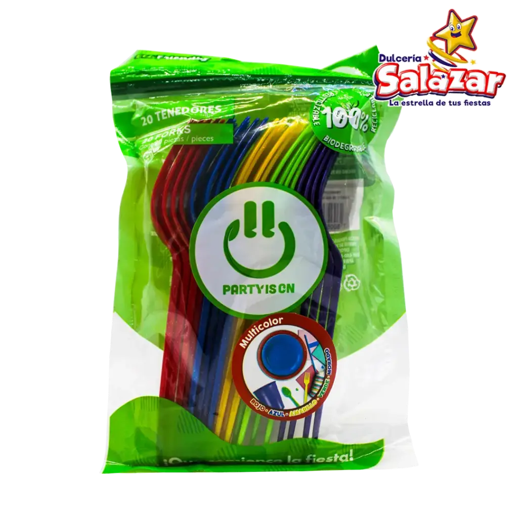 [SEL0728] TENEDOR PLASTICO MIX MULTICOLOR 