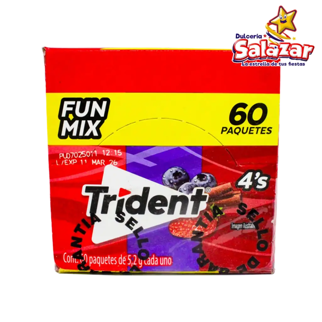 CHICLE TRIDENT WHITE 4'P FUN MIX -D.312G- "C/24/60"