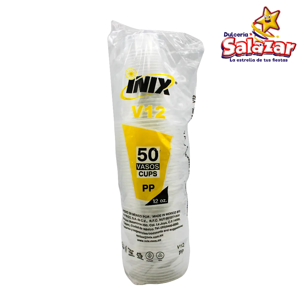 VASO #12 PLASTICO V12 INIX -B.50PZA- "C/20/50"