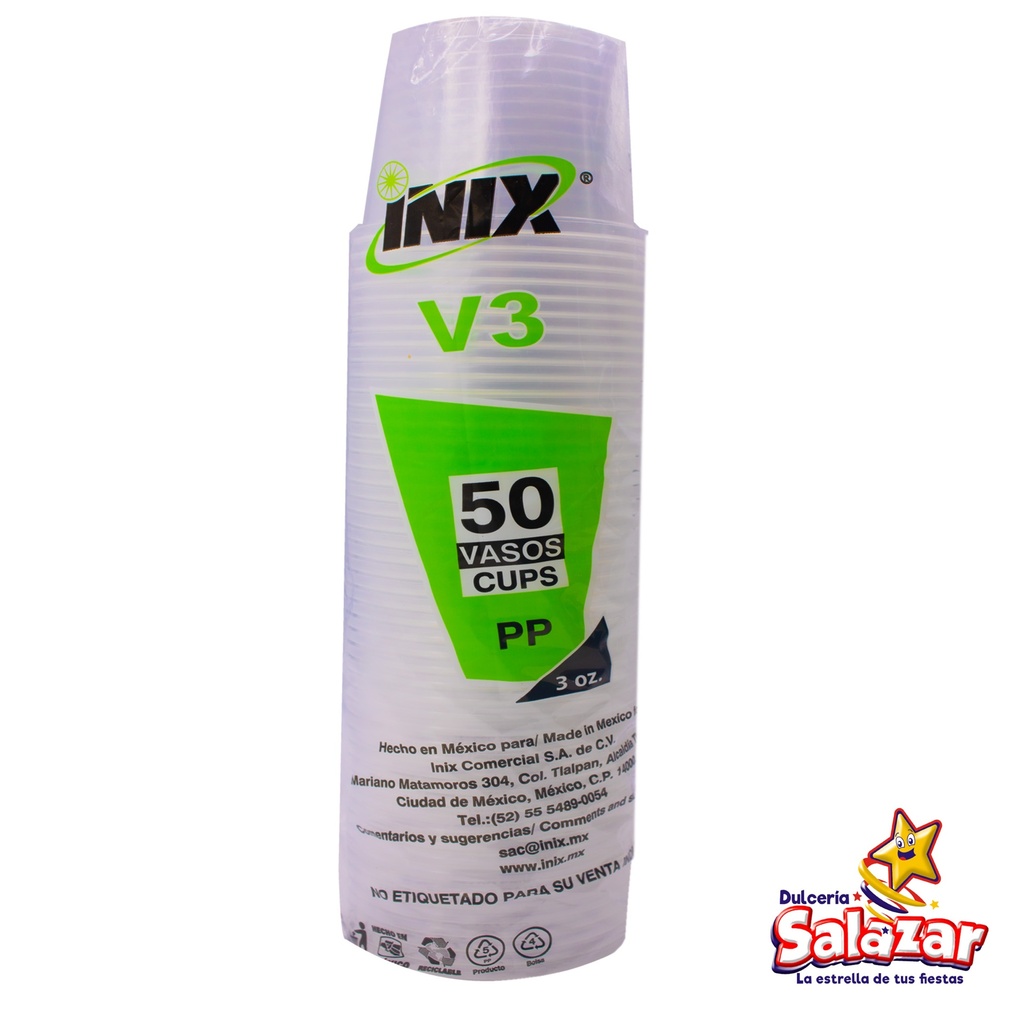 VASO #3 PLASTICO V3 INIX -B.50PZA- "C/20/50"