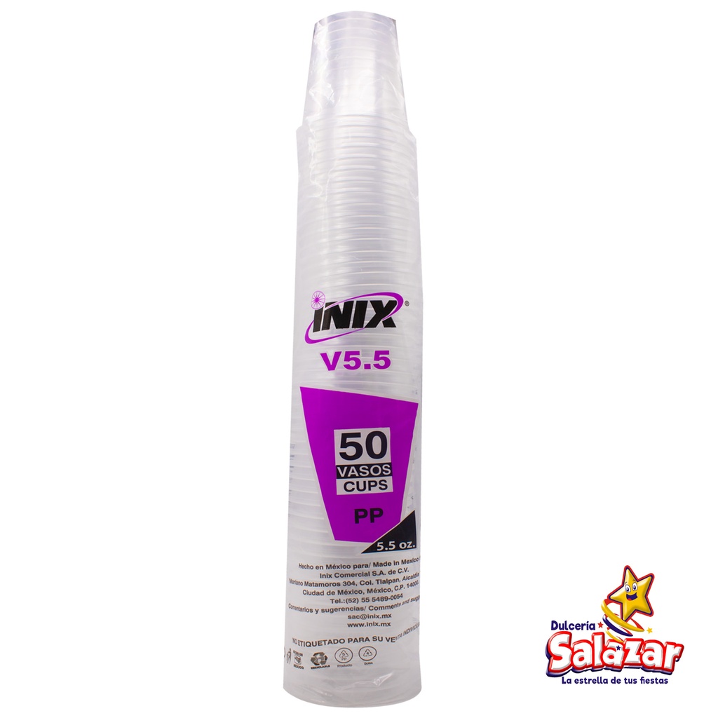 VASO #5.5 PLASTICO V5.5 INIX -B.50PZA- "C/20/50"