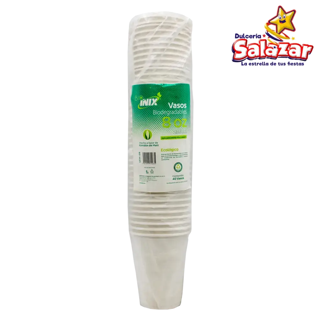 VASO BIODEGRADABLE 8OZ INIX -B.40PZA- "C/50/40"
