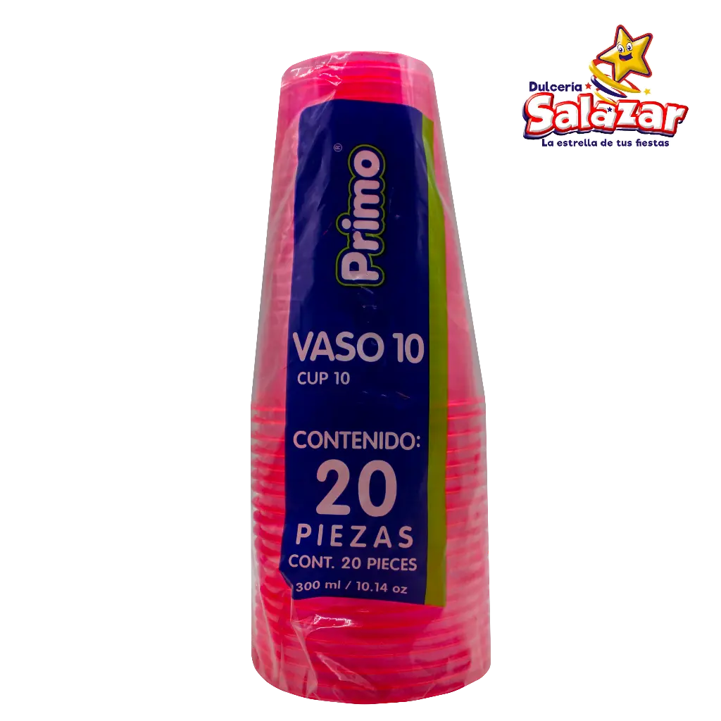 [PRI0017] VASO PLAST #10 ROSA NEON PRIMO VAP10N4 -B.20PZA- "C/20/20"
