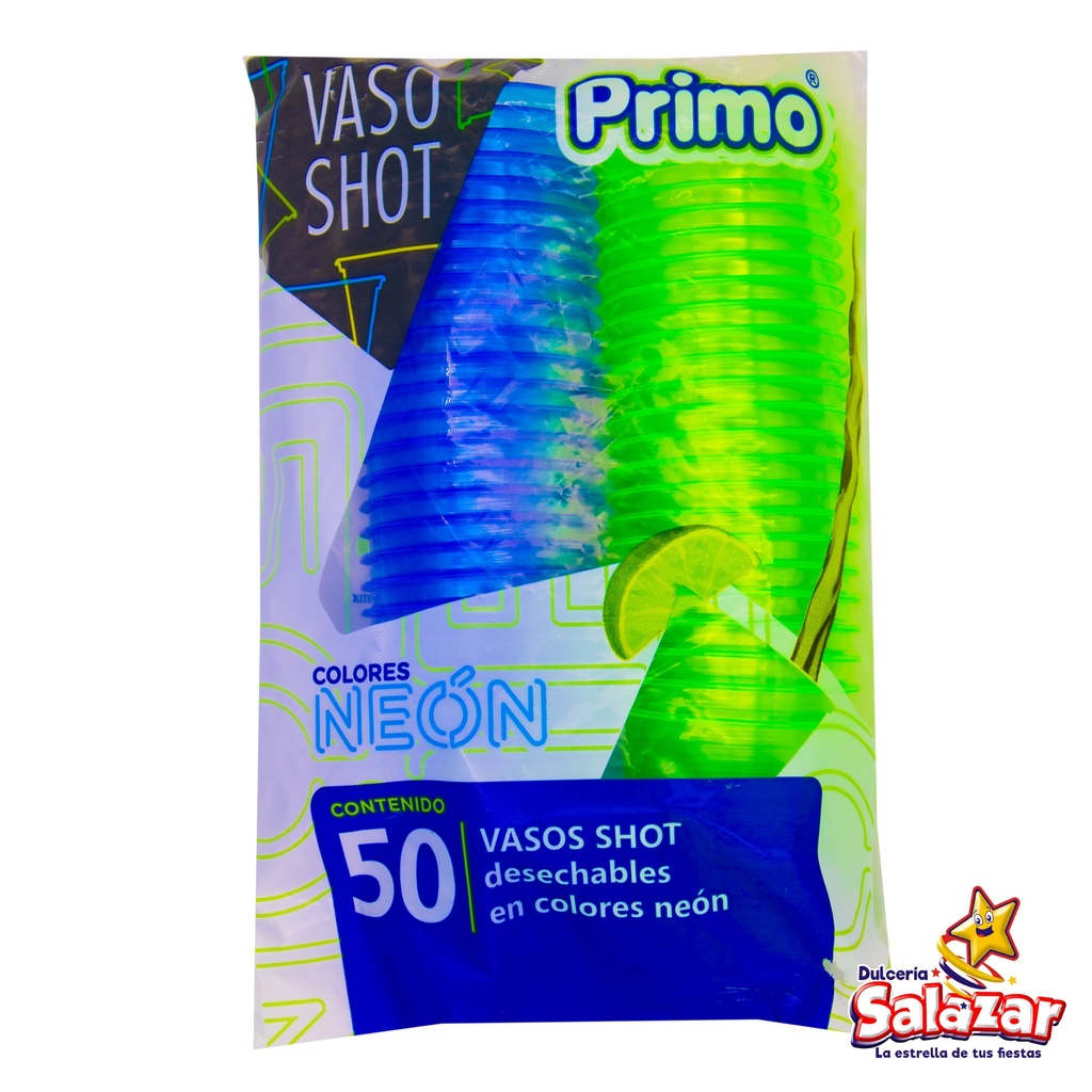 VASO PLAST #2 NEON AZUL/VERDE PRIMO -B.50PZA- "C/20/50"