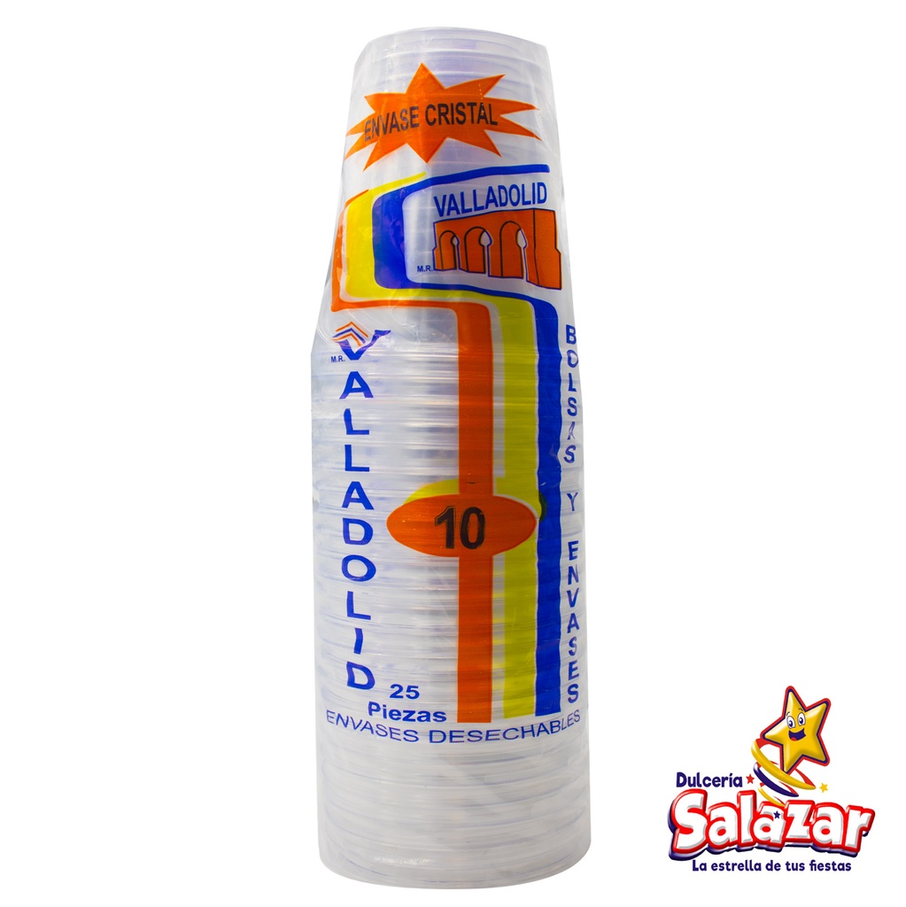 VASO PLASTICO #10 CRISTAL VALLADOLID -B,25PZA- "C/40/25"