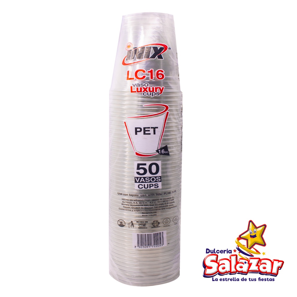 VASO TIPO CRISTAL LC16 LUXURY INIX B.50pz "C/10/50"