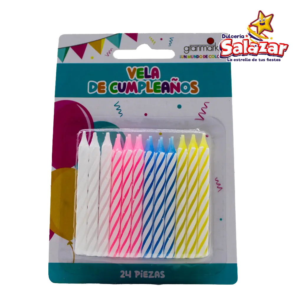 VELA ESPIRAL COLORES SURTIDA -D.24PZA- "C/12/24"