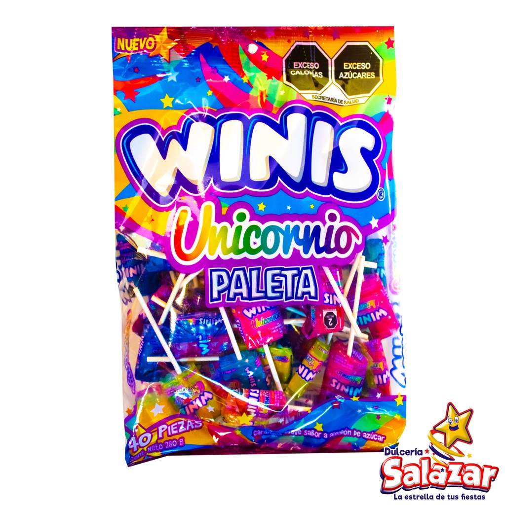 [CON0010] PALETA WINIS UNICORNIO SABORES -B.280G- "C/24/40"