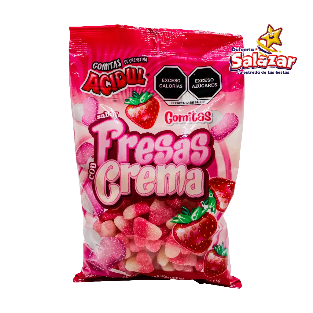 [ACI0008] GOMA ACIDUL FRESAS CON CREMA -B.1KG- "C/10/1"