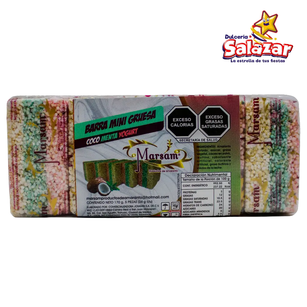 BARRA MINI GRUESA COCO/MENTA/YOGURT MARSAM -B.170GR- "C/24/5"