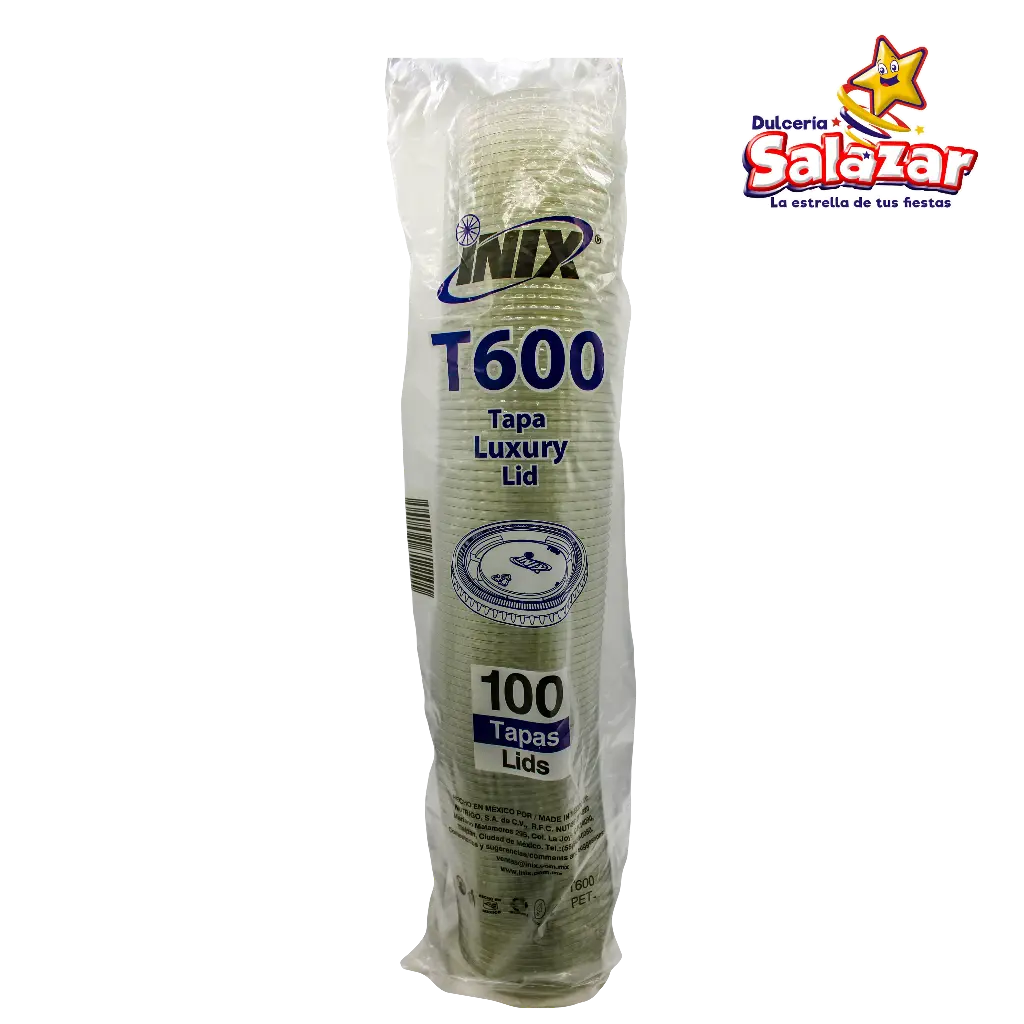 TAPA PLANA DE PET/T INIX T600 -B.100PZ "C/10/100"