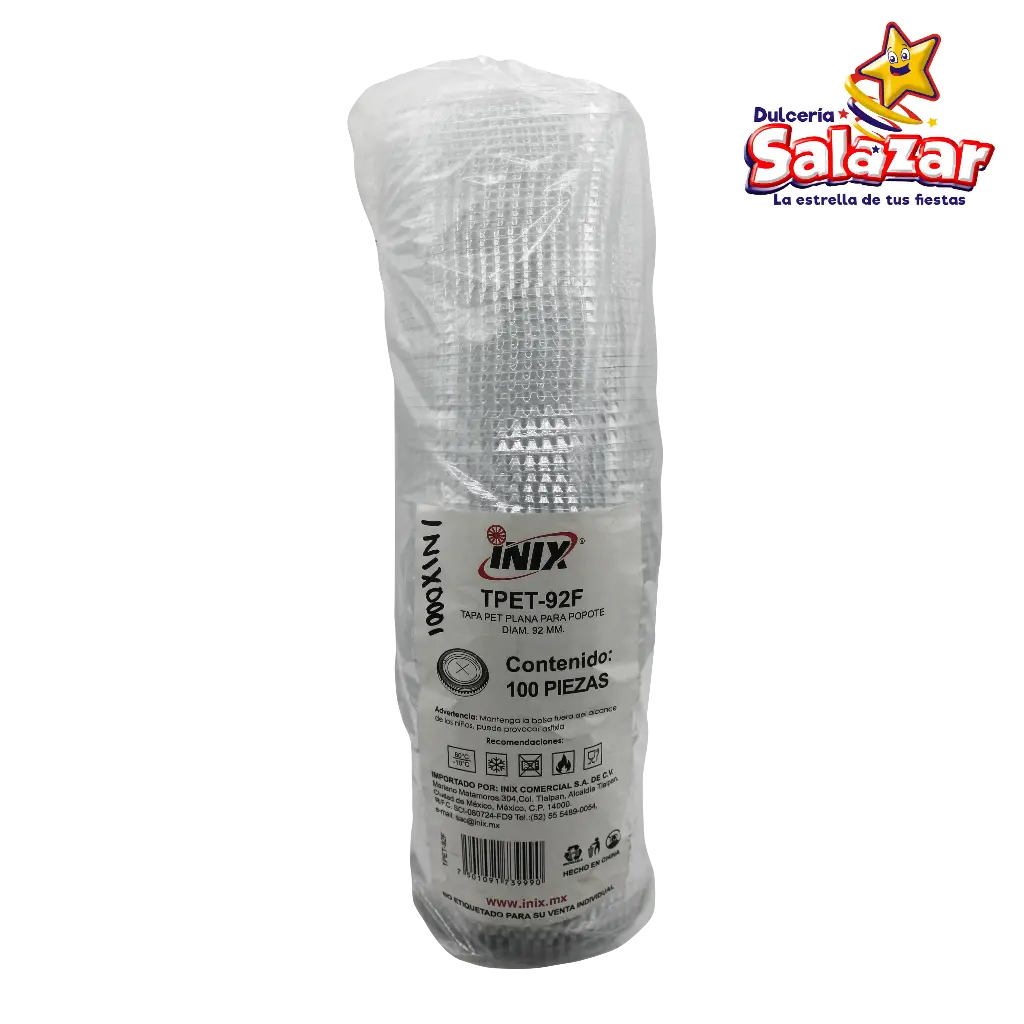 TAPA PLANA PLASTICA PERFORADA TPET-92 F INIX -B.100PZ "C/10/100"