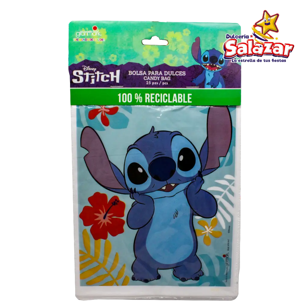[GRN0498] BOLSA P/DULCES STITCH GRANMARK -B.25PZA- "C/6/25"