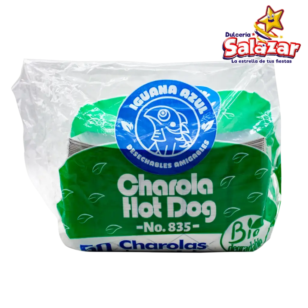 CHAROLA CARTON HOT DOG IGUANA AZUL 835 -D.50PZ- "C/10/50"