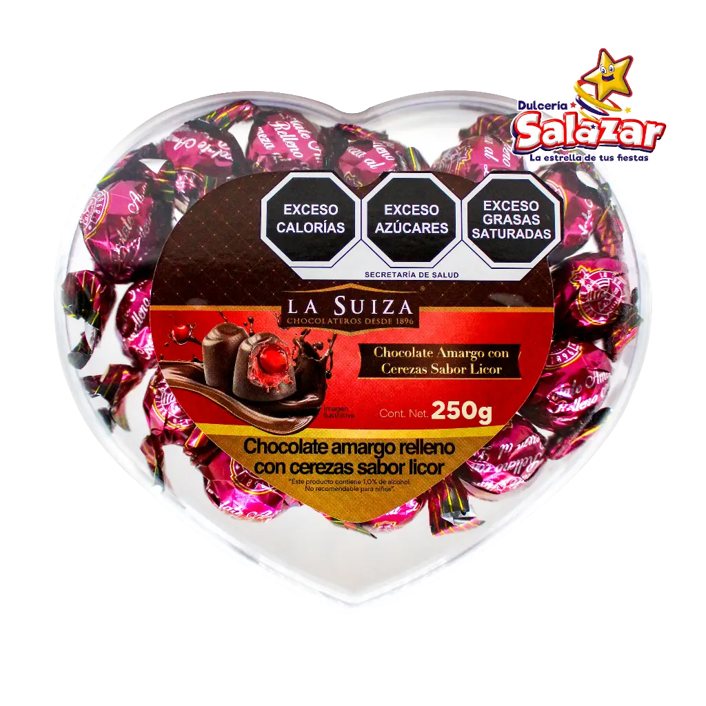 CHOCOLATE CORAZON CEREZA LA SUIZA -E.250GR.- "C/6/250"