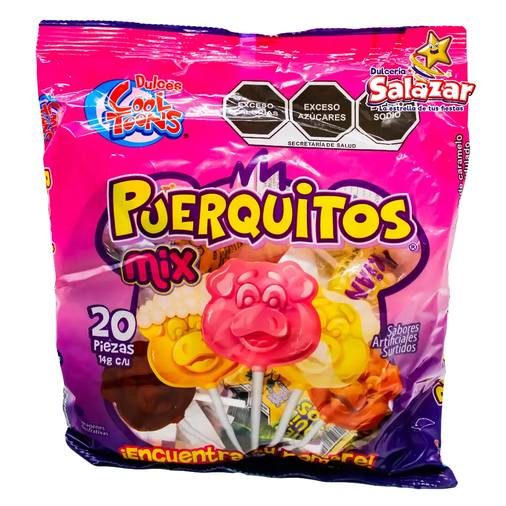 [SWT0041] PALETA PUERQUITOS MIX COOL TOONS -B.280GR- "C/24/20"