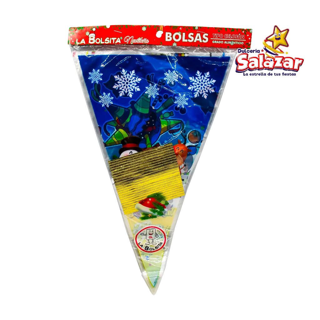 [GLP0180] BOLSA CELOFAN CONICA NAVIDAD 25X40  -B.25PZA- "C/80/25"