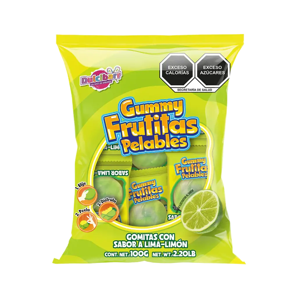 GUMMY FRUTITAS PELABLES LIMA-LIMON DULCIBARR -B.100GR- "C/30/1"