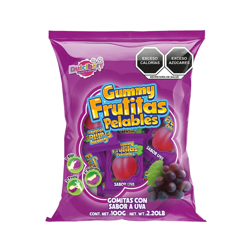 [DES0029] GUMMY FRUTITAS PELABLES UVA DULCIBARR -B.100GR- "C/30/1"