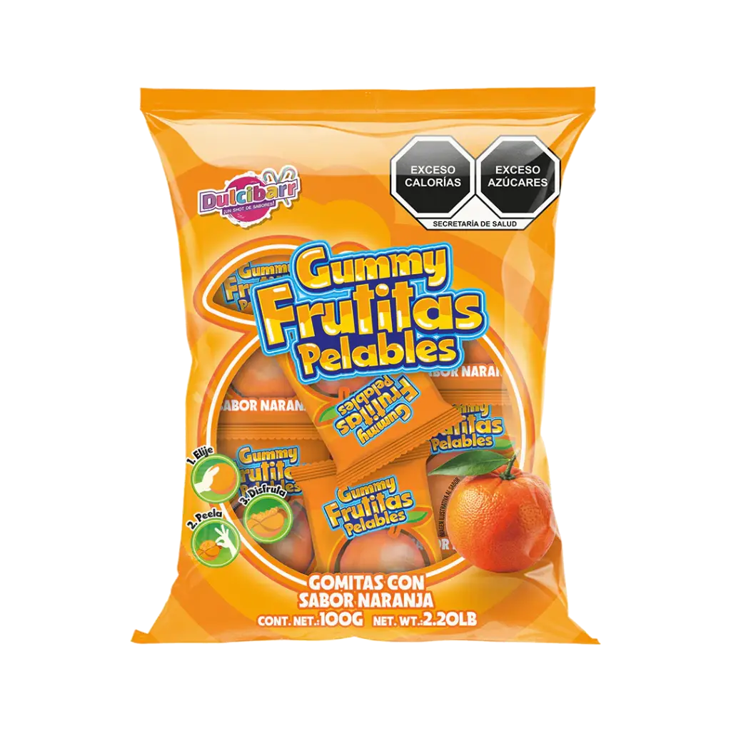 [DES0031] GUMMY FRUTITAS PELABLES NARANJA DULCIBARR -B.100GR- "C/30/1"