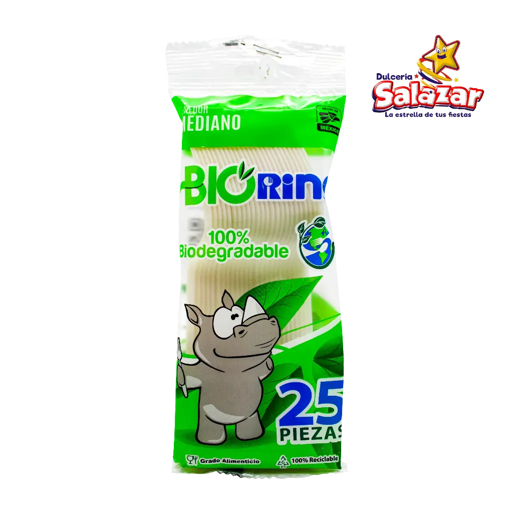 TENEDOR BLANCO MEDIANO BIO RINO -B.25PZA- "C/40/25"