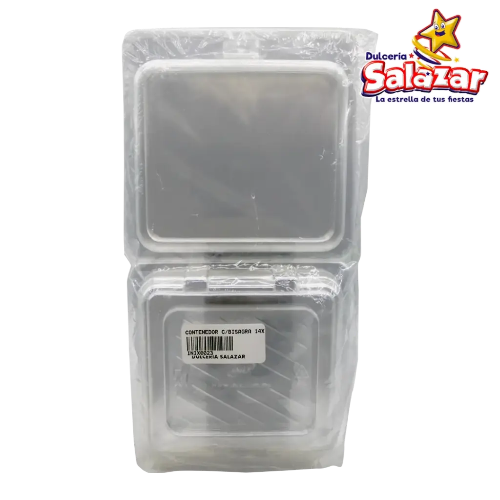 CONTENEDOR C/BISAGRA 14X14X4.5 CM INIX 1414-PET                         -B.10PZA- "C/50/10"