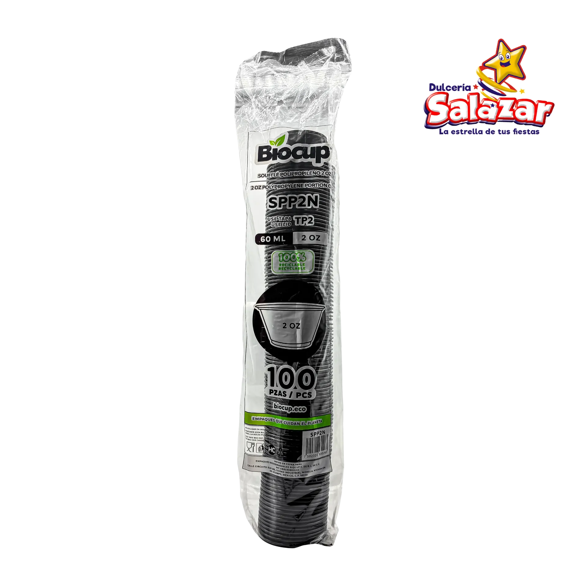 SOUFFLE PP BIOCUP NO. SPP2N (2OZ) NEGRO "C/20/100"