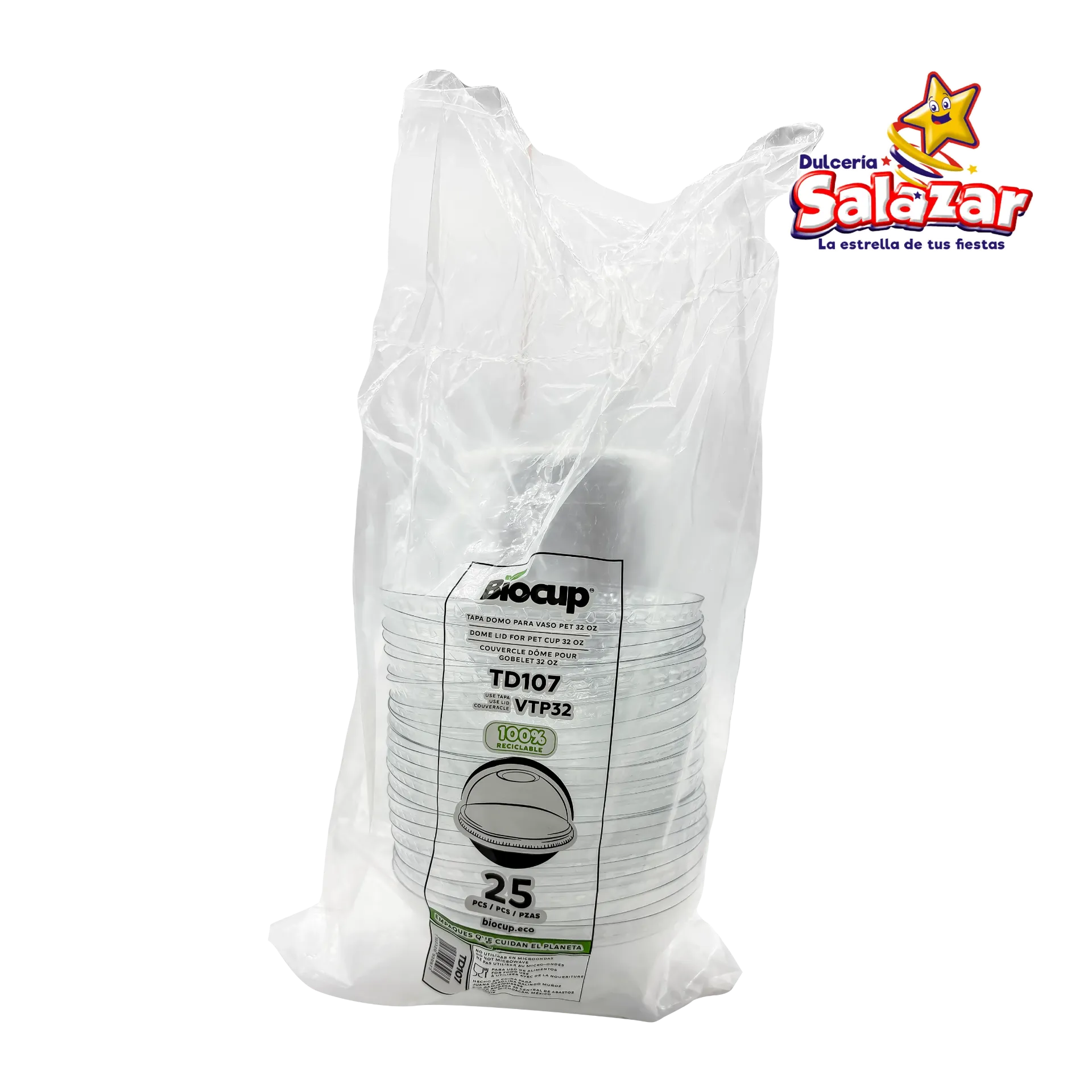 TAPA PET BIOCUP NO. TD107 P/VTP32 DOMO B.25 PZ "C/20/25"