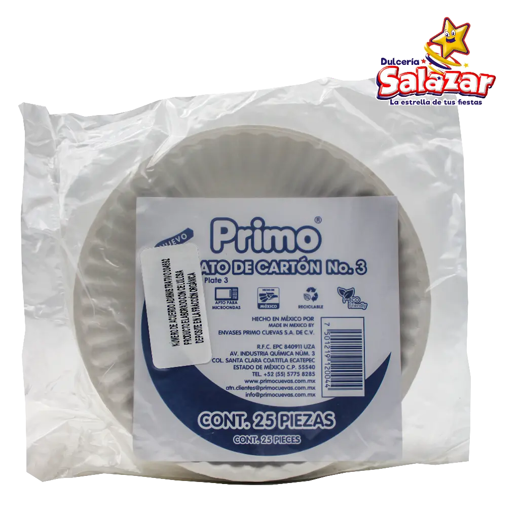 PLATO CARTON #5 PRIMO PLAC502  -B.20 PZA- "C/24/25"