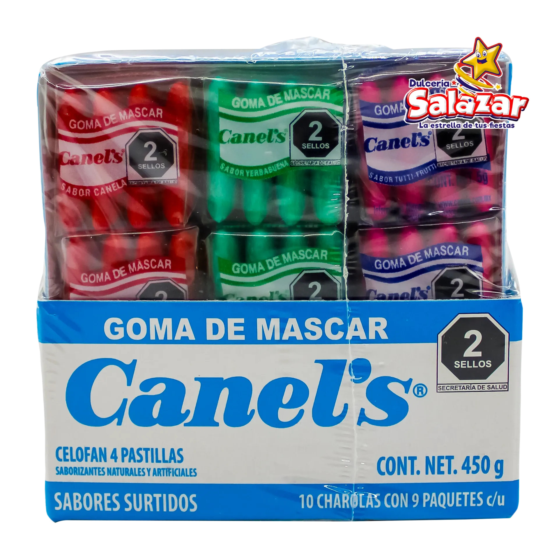 [CAN0142] CHICLE 4'P MINI CELOFAN SURTIDO CANELS -D.450GR- "C/18/10"