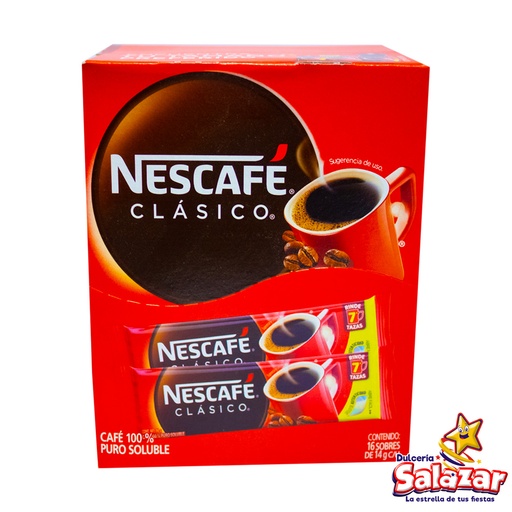 [ABARROTE0105] NESCAFE CLASICO  SOBRE 14G. -D.224G- "C/6/16" 