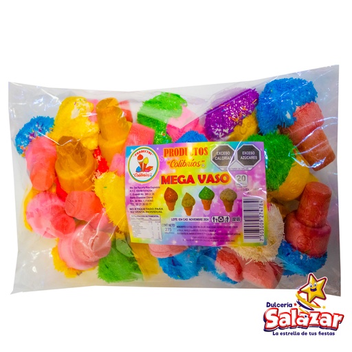 [CRS0018] BARQUILLO MEGA VASO C/BOMBON COLIBRIOS -B.275G- "C/20/20"