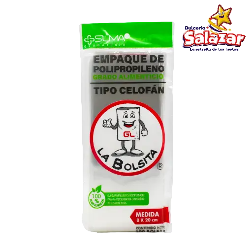 [GLP0110] BOLSA CELOFAN 8X20 -B.100PZA- "C/111/100"