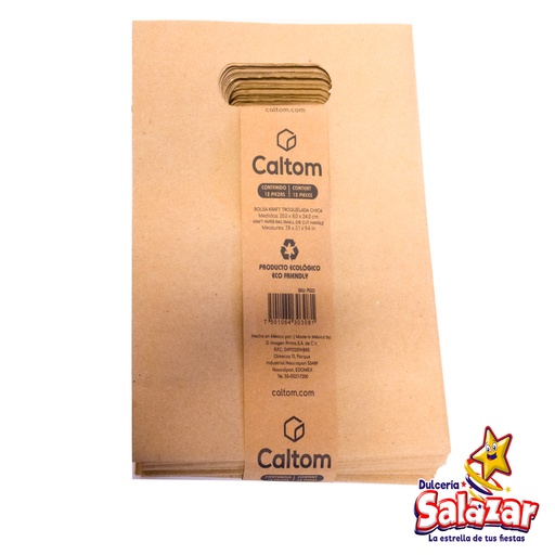 [CALT0005] BOLSA TROQUELADA CHICA 23D30 20X8X24 -B.12PZA- "C/30/12"