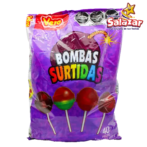 [VER0044] PALETA BOMBA SURTIDA VERO -B.600G- "C/24/40"
