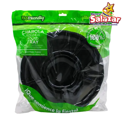 [SEL0119] CHAROLA REDONDA PARTY IS ON NEGRA -B.3PZA - "C/6/3"