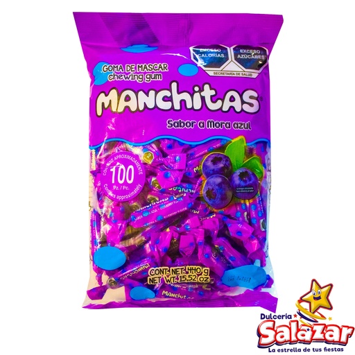 [TEC0025] CHICLE MANCHITAS MORA AZUL -B.440G- "C/20/100"