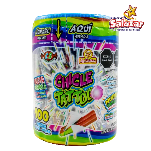 [DEL0260] CHICLE TATTOO SABORES DELICIAS -V.450G- "C/24/100"
