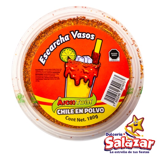 [MIC0012] CHILE EN POLVO TWIST ESCARCHA VASOS MICH -E.180G-  "C/24/1"