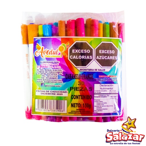 [MRC0029] CARAMELO CIGARRITO GRANDE VEGA -B.150G- "C/50/30"